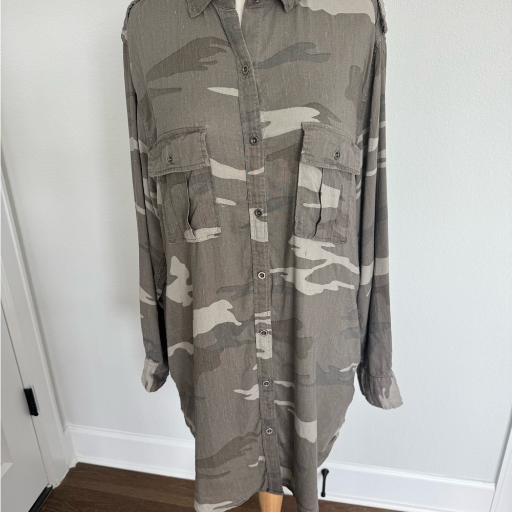 Rails Lennon Camo Linen Blend Buttondown Shirt Dr… - image 2